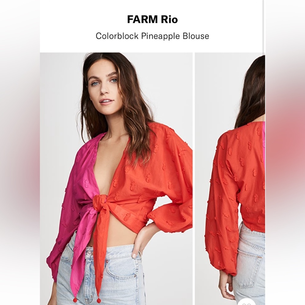 NWT Farm Rio pineapple color block blouse